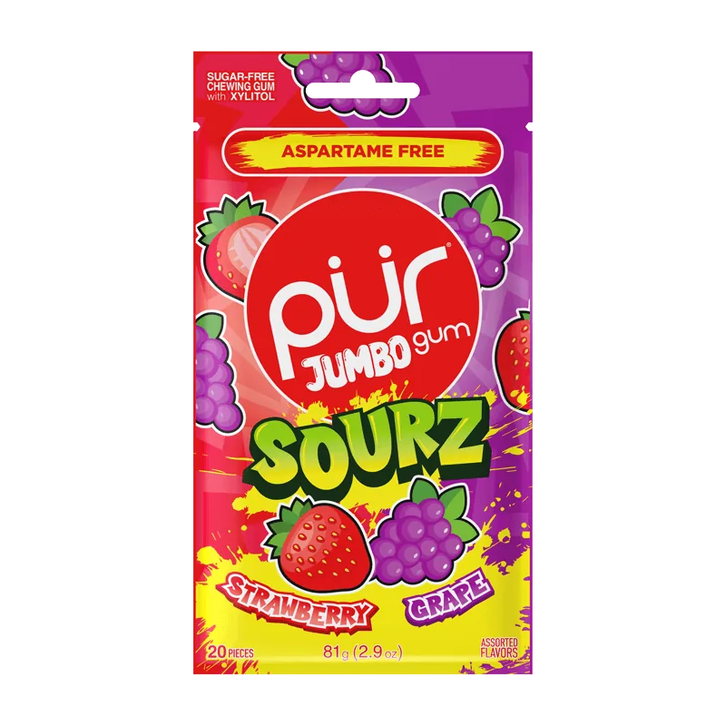 SOURZ Fraise et raisin — sac de 20 morceaux